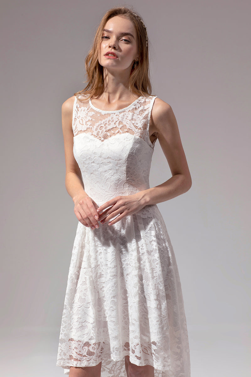 Load image into Gallery viewer, Asymmetrical White Lace Dress