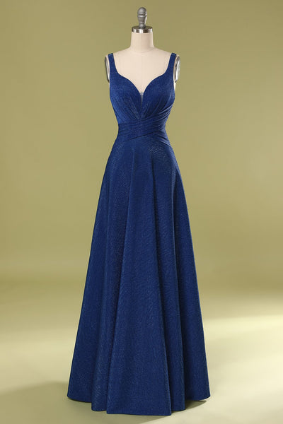 Simple navy blue prom dresses online