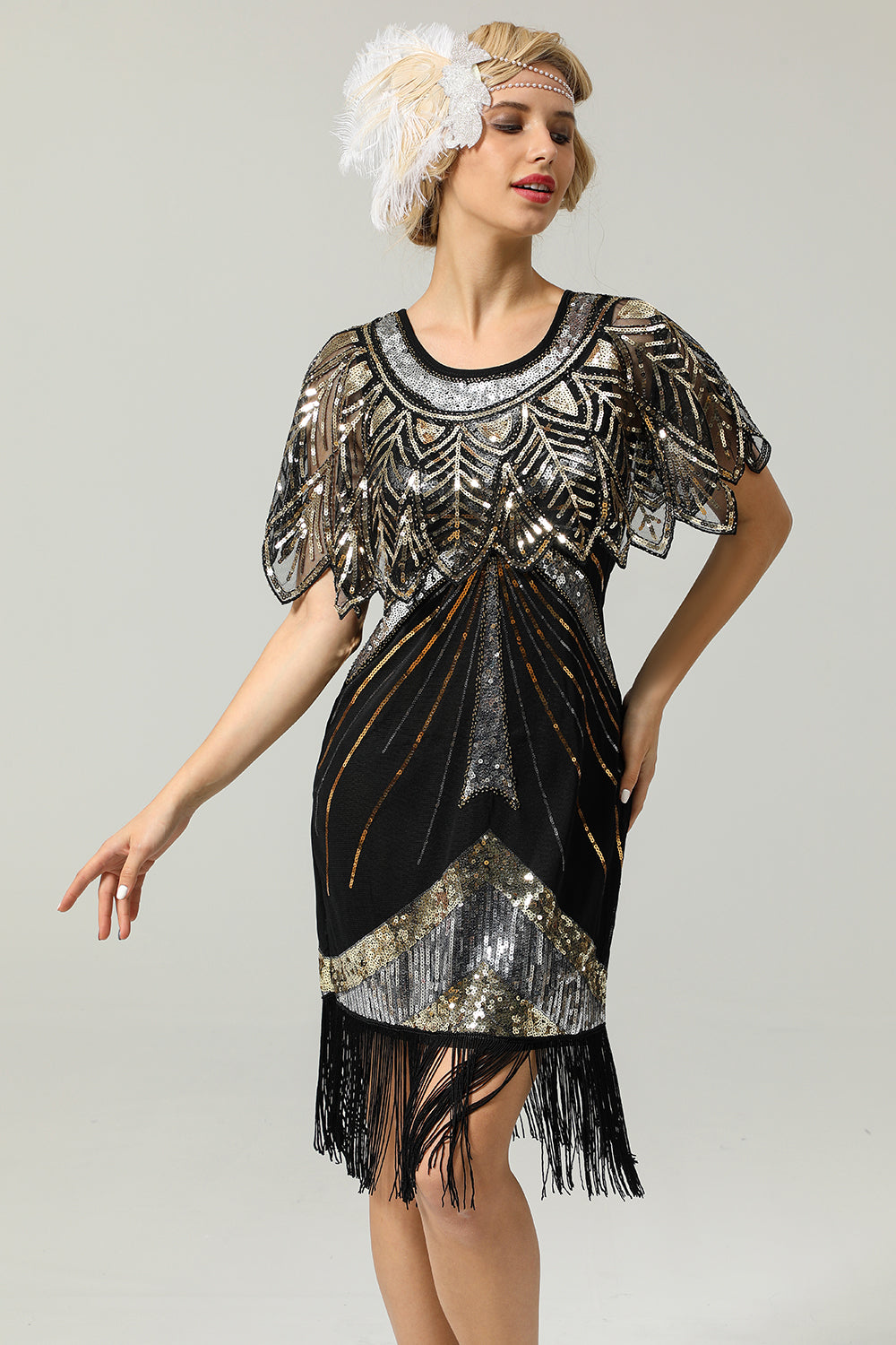 Black Sequin Glitter 1920s Cape
