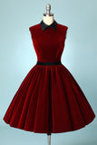 Burgundy Velvet Short Dress