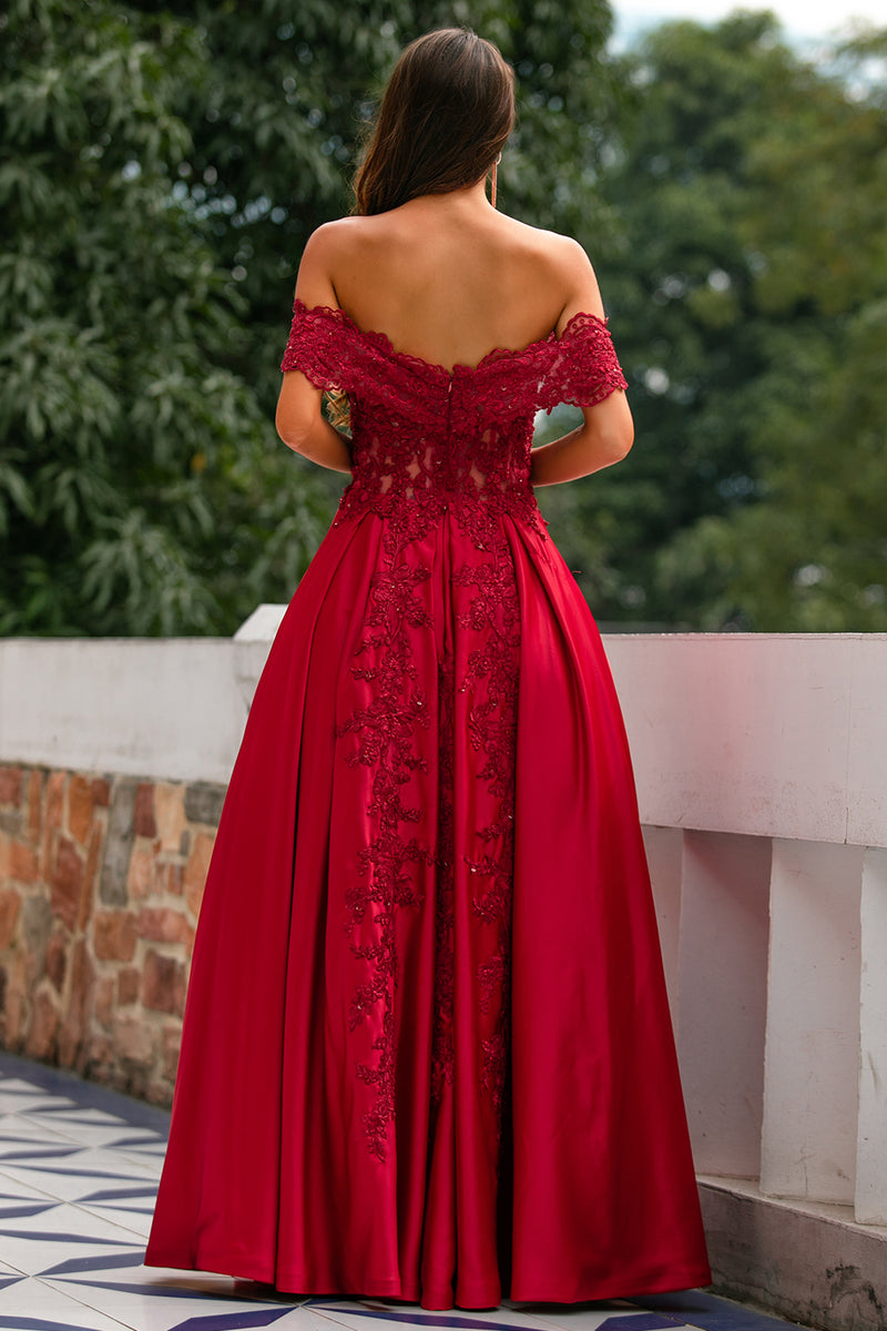 Red shoulder hot sale off dress