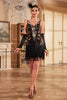 Load image into Gallery viewer, Sparkly Sheath Spaghetti Straps Black Sequins Cocktail Dress with Butterfly