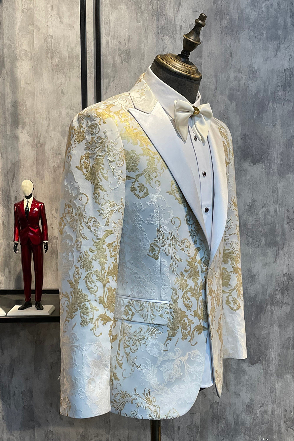 Champagne Peak Lapel Sequins Men's Prom Blazer