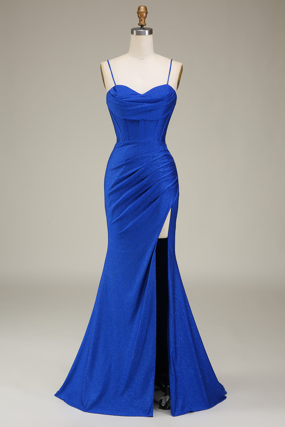 Satin Spaghetti Straps Lilac Corset Prom Dress