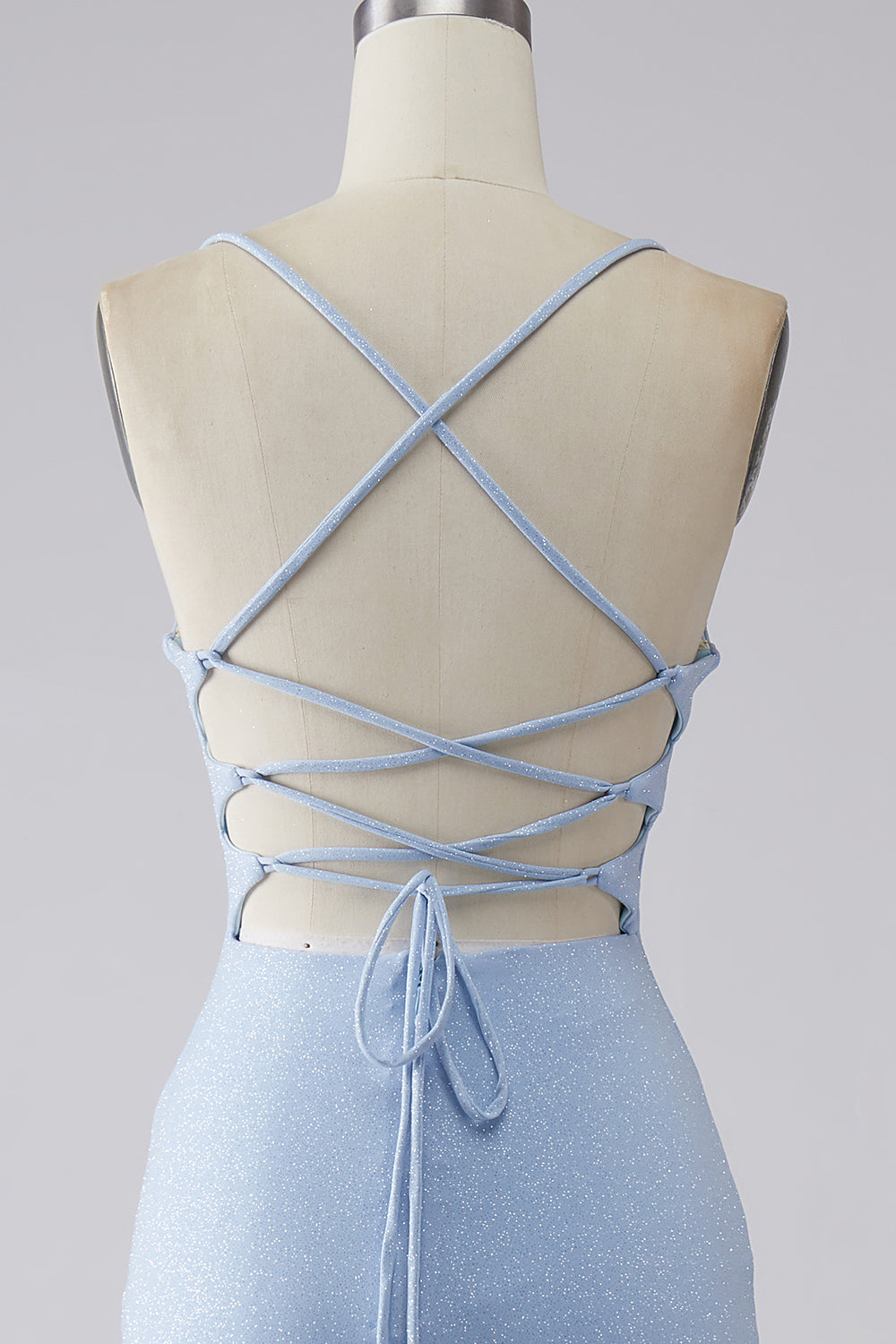 Light Blue Sparkly Mermaid Prom Dress with Slit