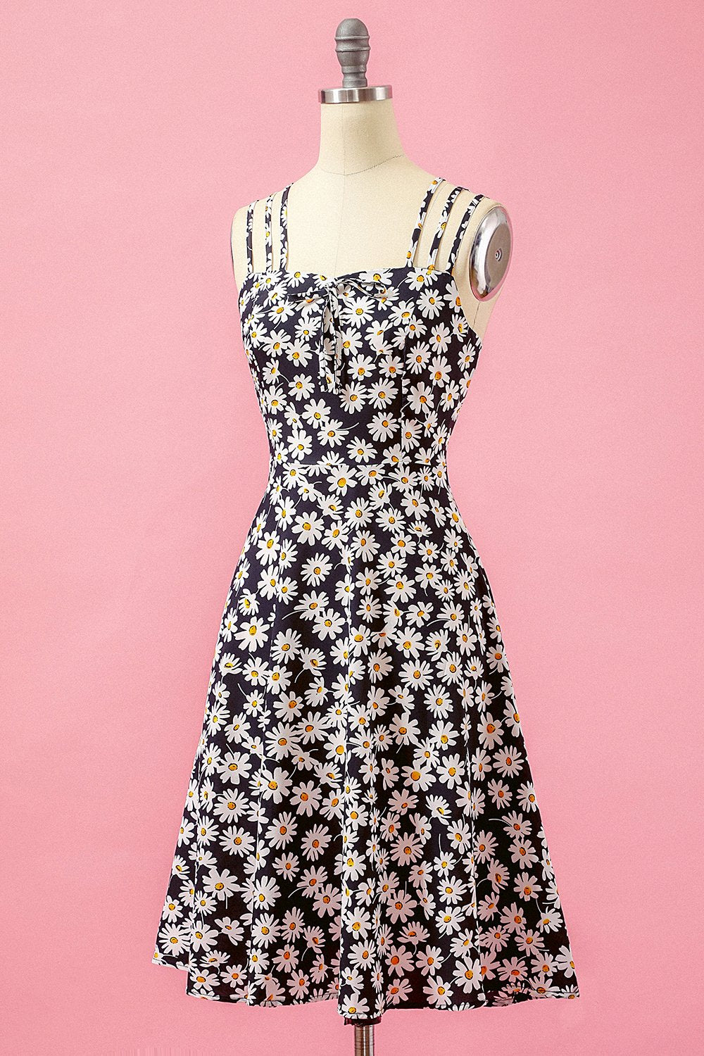 Black Floral Print Daisy Casual Dress