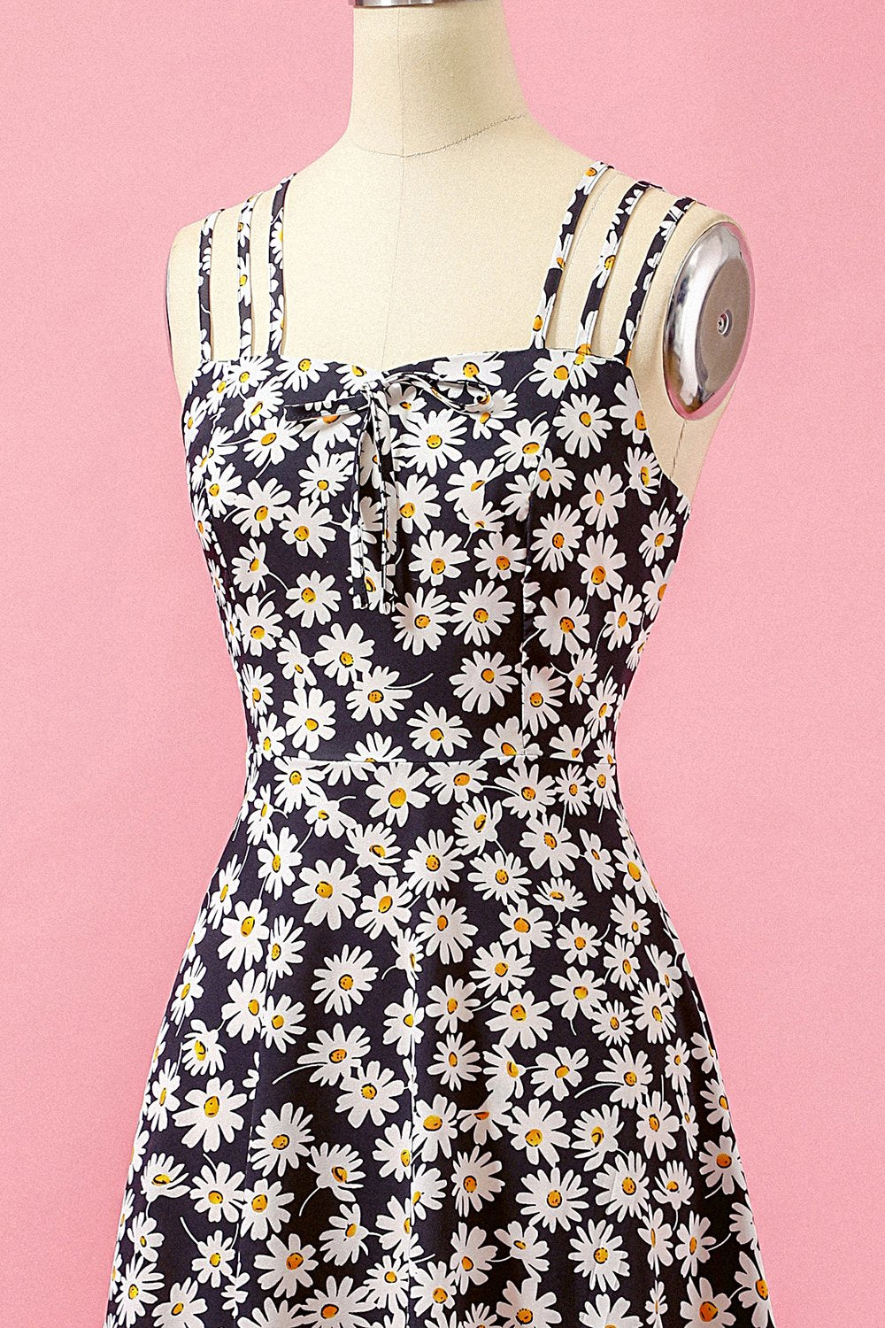Black Floral Print Daisy Casual Dress