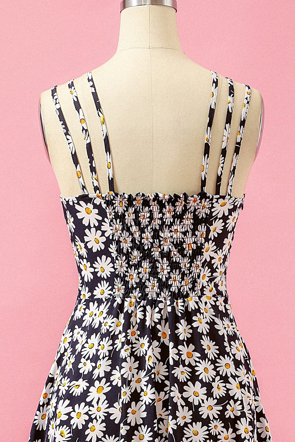 Black Floral Print Daisy Casual Dress
