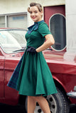 Green Plaid Swing Vintage 1950s Dress