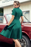 Green Plaid Swing Vintage 1950s Dress