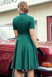 Green Plaid Swing Vintage 1950s Dress
