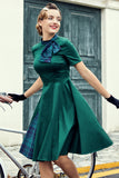 Green Plaid Swing Vintage 1950s Dress
