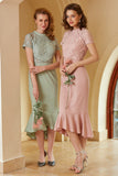 Pink Lace Bodycon 1960s Dress