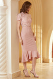 Pink Lace Bodycon 1960s Dress