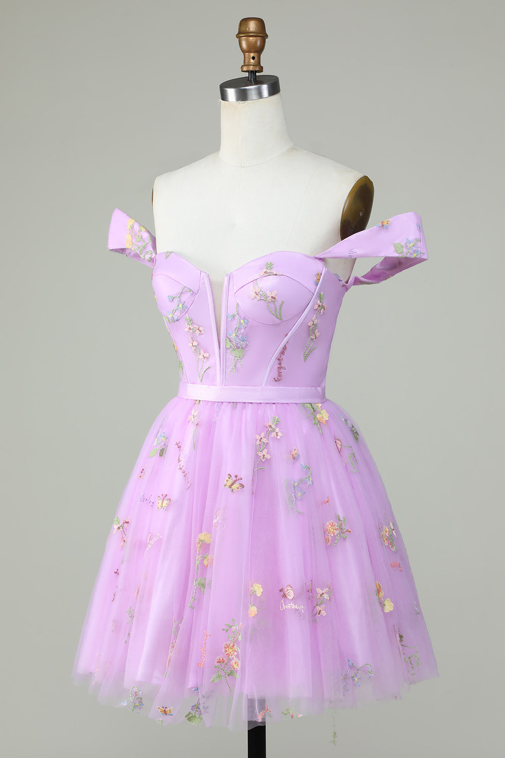 Cute A Line Sweetheart Purple Short Graduation Dress with Embroidery