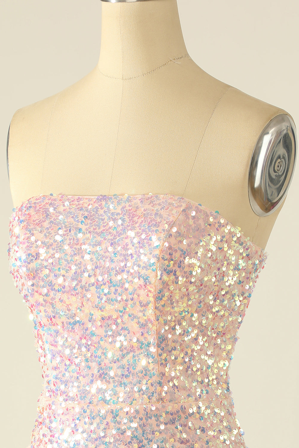 Sky Blue Sequin Graduation Dress with Feathers