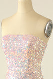 Sky Blue Sequin Graduation Dress with Feathers