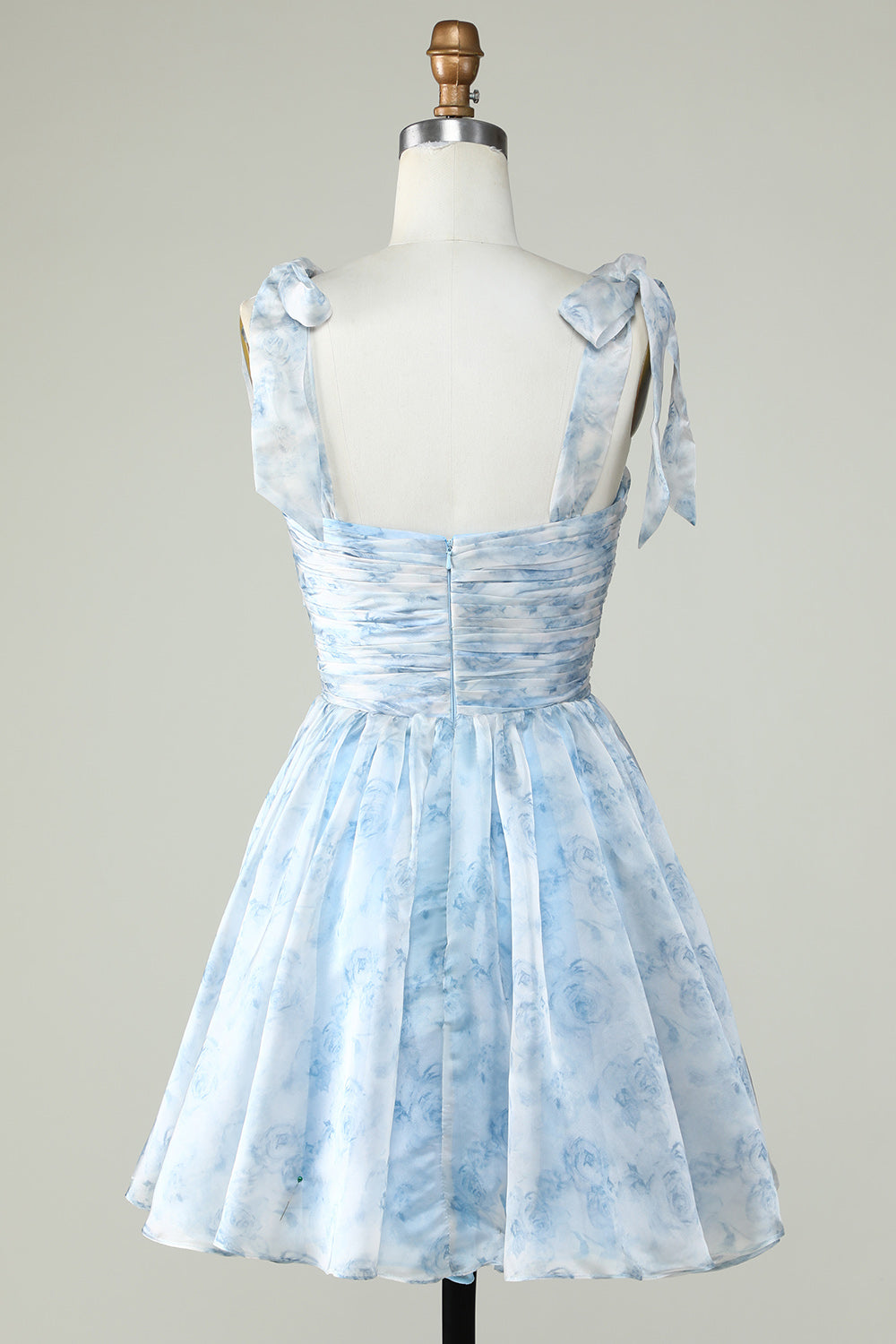 Blue A Line Spaghetti Straps Graduation Dress