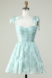 Blue A Line Spaghetti Straps Graduation Dress