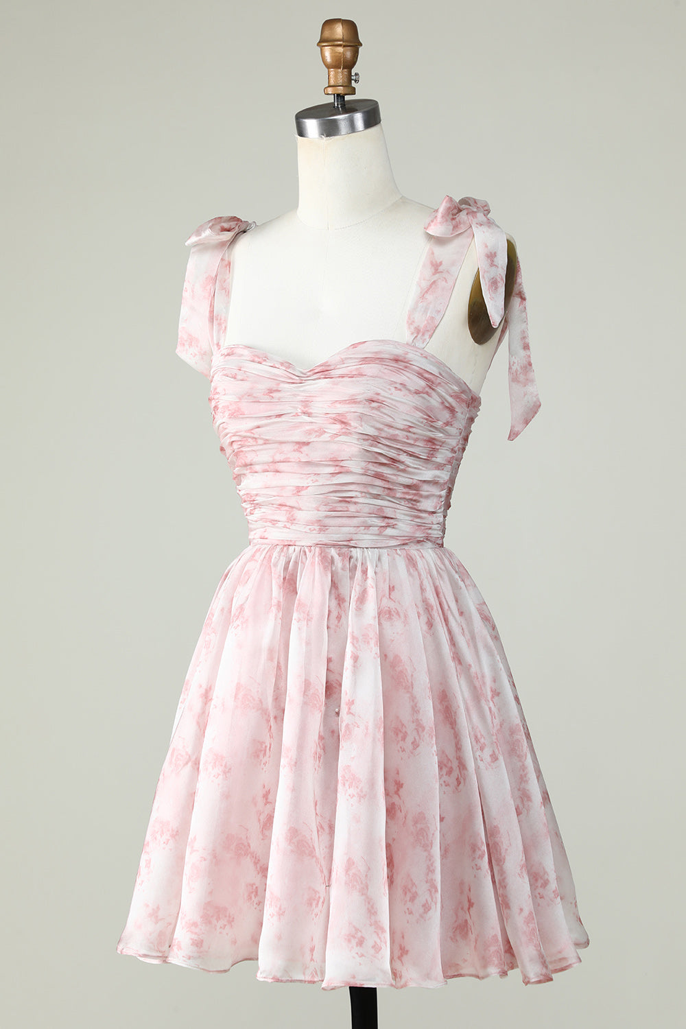 Blue A Line Spaghetti Straps Graduation Dress