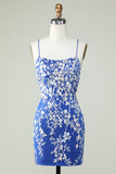 Dark Green Spaghetti Straps Bodycon Graduation Dress With Appliques