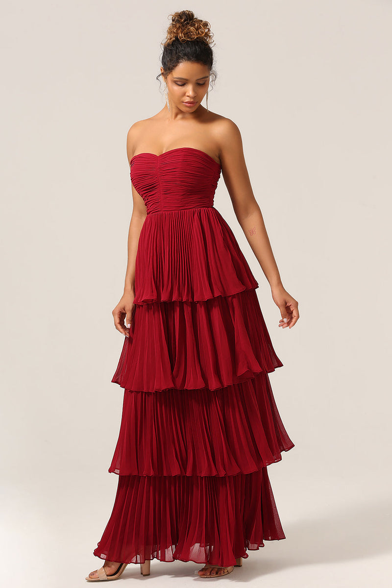 Red strapless 2024 bridesmaid dresses