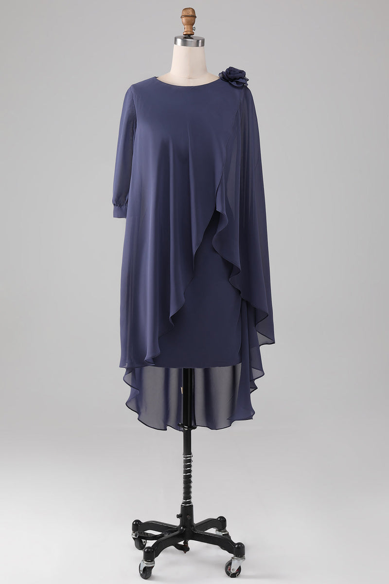 Navy hot sale chiffon dress