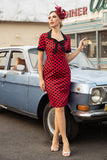 Red Polka Dots 1960s Dress with Bow