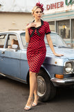Red Polka Dots 1960s Dress with Bow