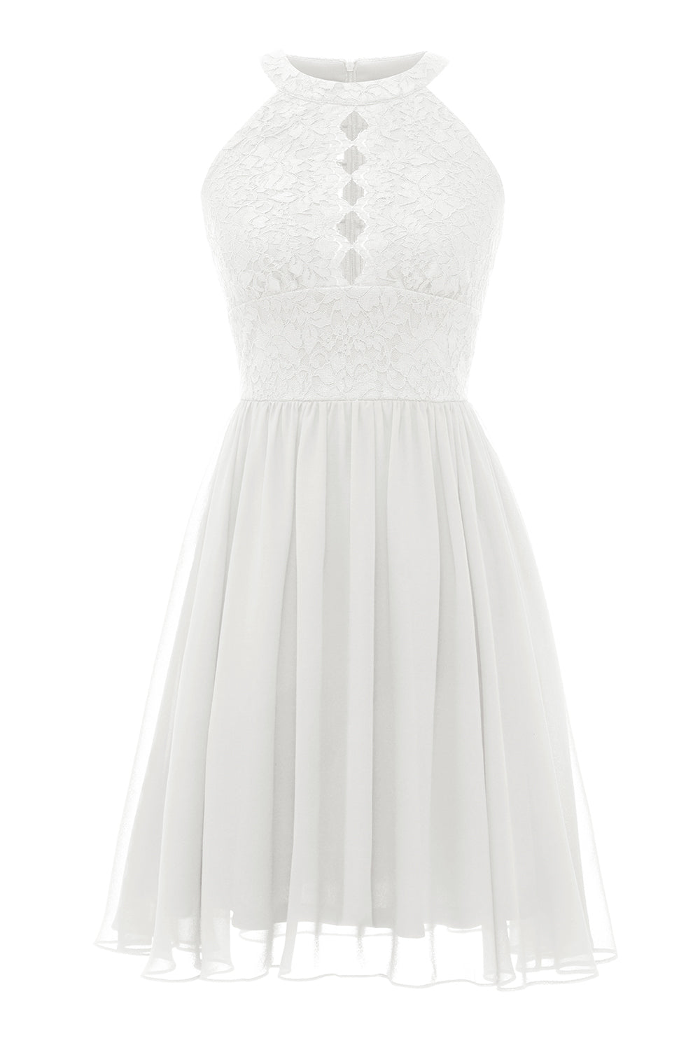 A Line Halter Neck Navy Lace Dress