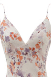 White Purple Flower Print Summer Dress