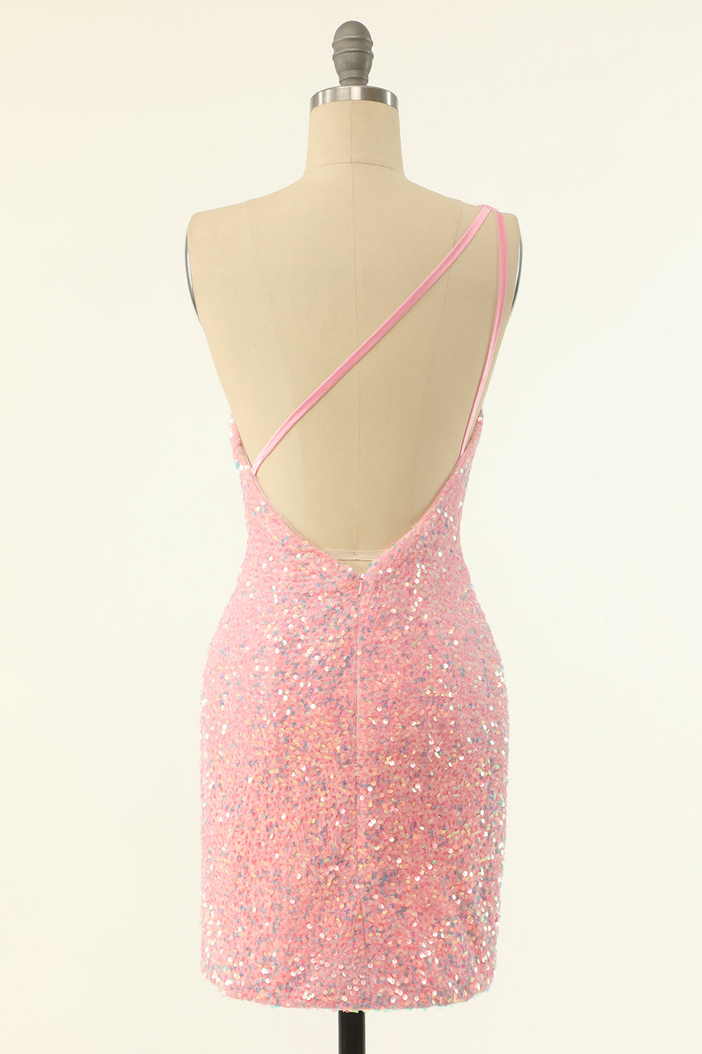 Purple One Shoulder Sequins Graduation Dress