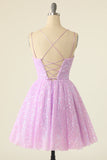 Light Green Sequins A-Line Lace-Up Graduation Dress