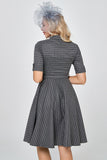 Grey Plaid Half Sleeves Vintage 1950s Dress
