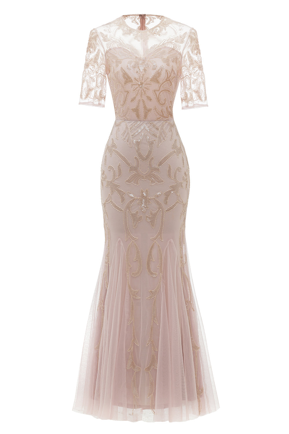 Lilac Mermaid Long 1920s Dress With Sleeves