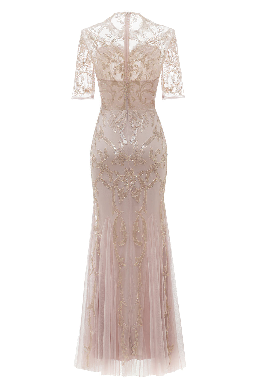 Lilac Mermaid Long 1920s Dress With Sleeves