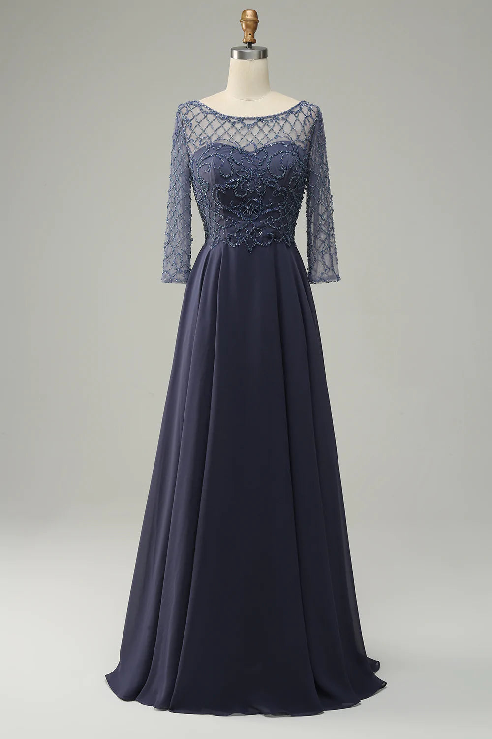 Beading Long Sleeves Mother of the Bride Dress
