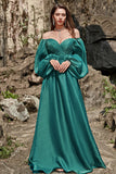Off Shoulder Long Sleeves Prom Dress with Ruffles