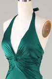 Mermaid Halter Dark Green Bridesmaid Dress