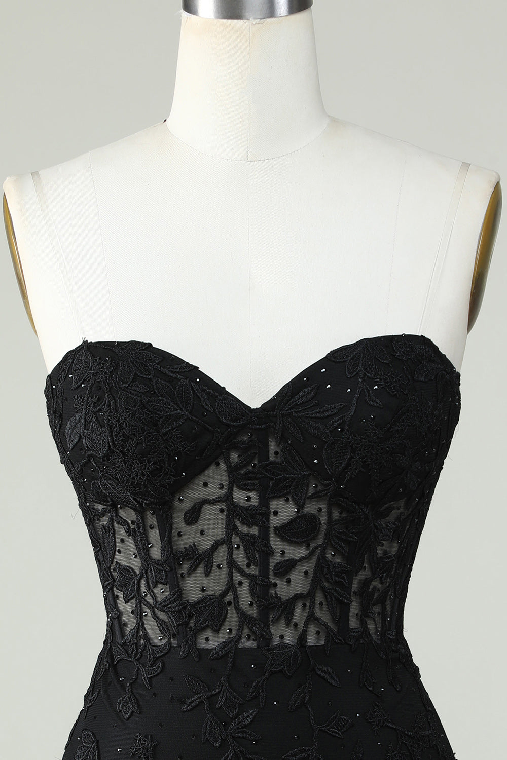 Bodycon Sweetheart Black Corset Short Graduation Dress with Appliques