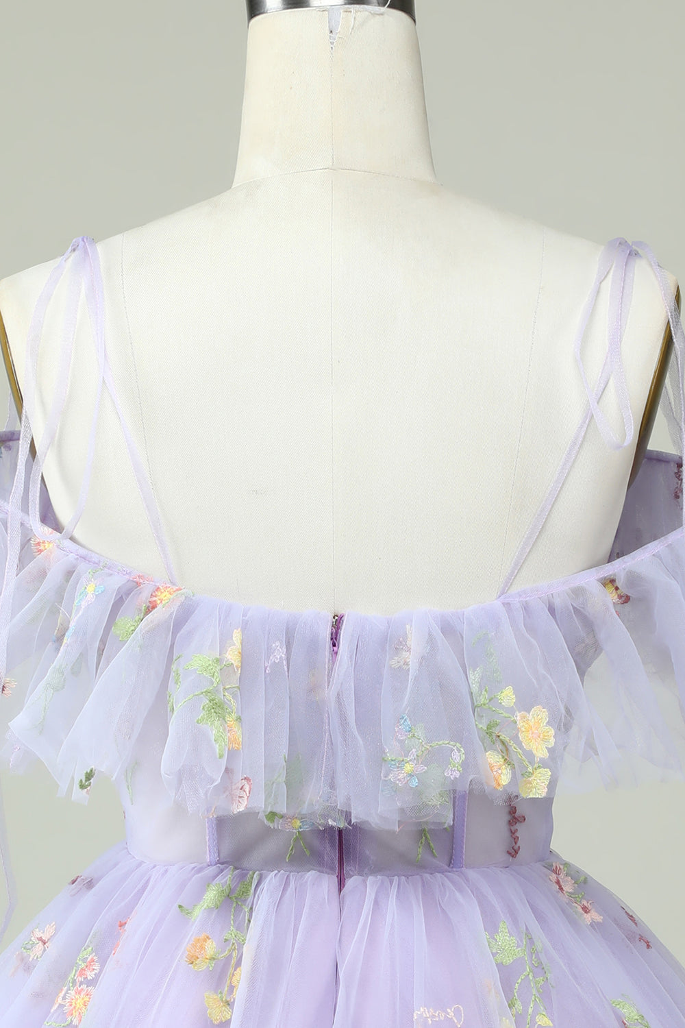 Lavender Off the Shoulder Corset Graduation Dress with Ruffles