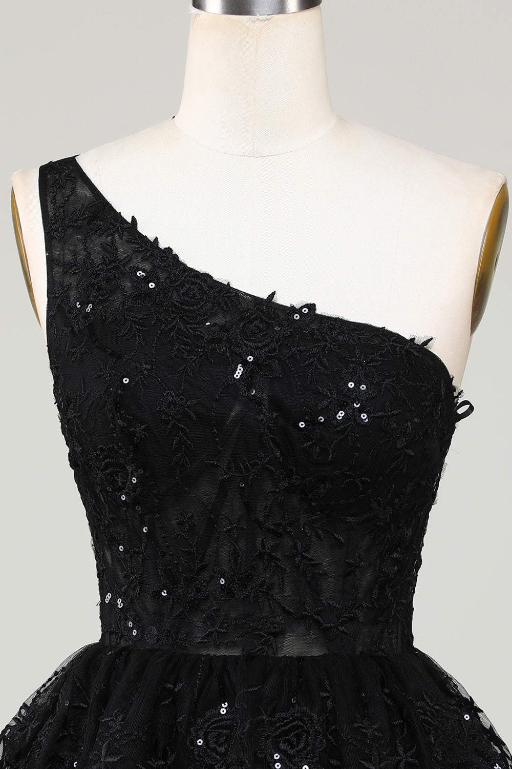 Gorgeous Black One Shoulder Graduation Dress With Appliques