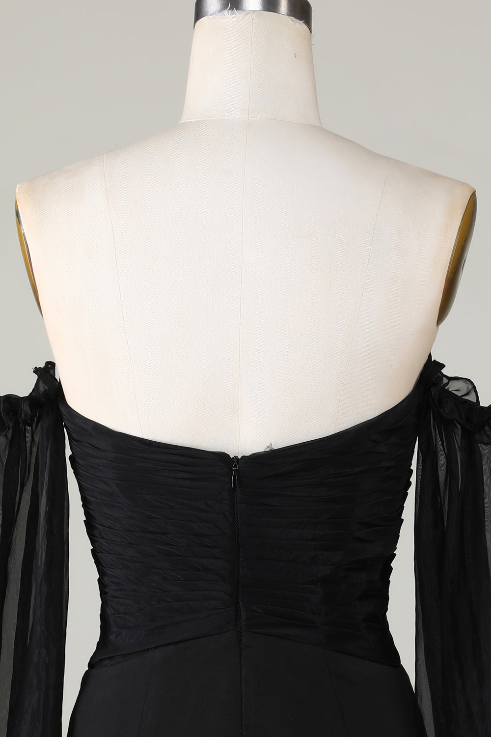 Off The Shoulder Keyhole Black Graduation Dress with Beading