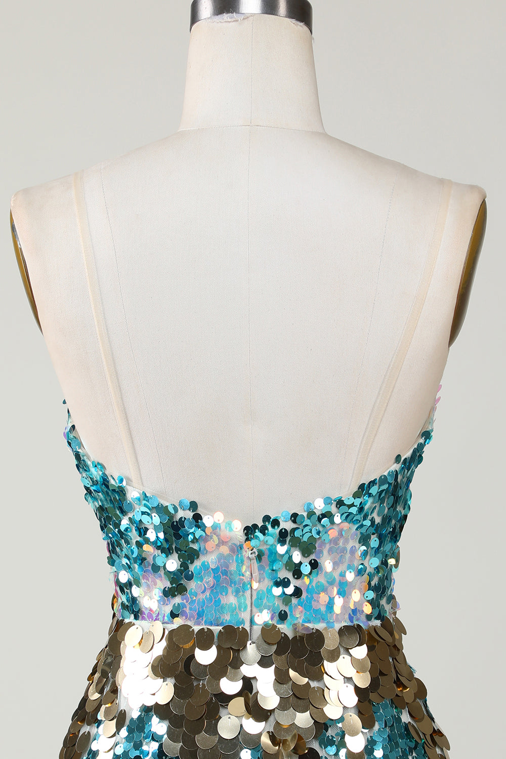Sparkly Blue Sequined Tight Short Graduation Dress