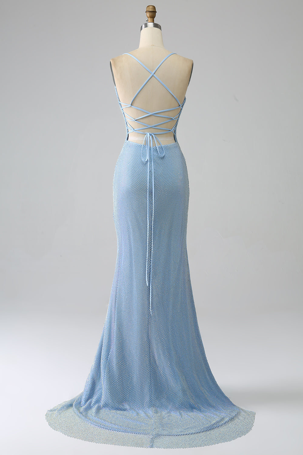 Mermaid Blue Long Prom Dress with Slit