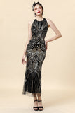 Halter Golden Sequins Flapper Dress with 20s Accessories Set