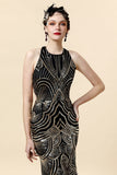 Halter Golden Sequins Flapper Dress with 20s Accessories Set