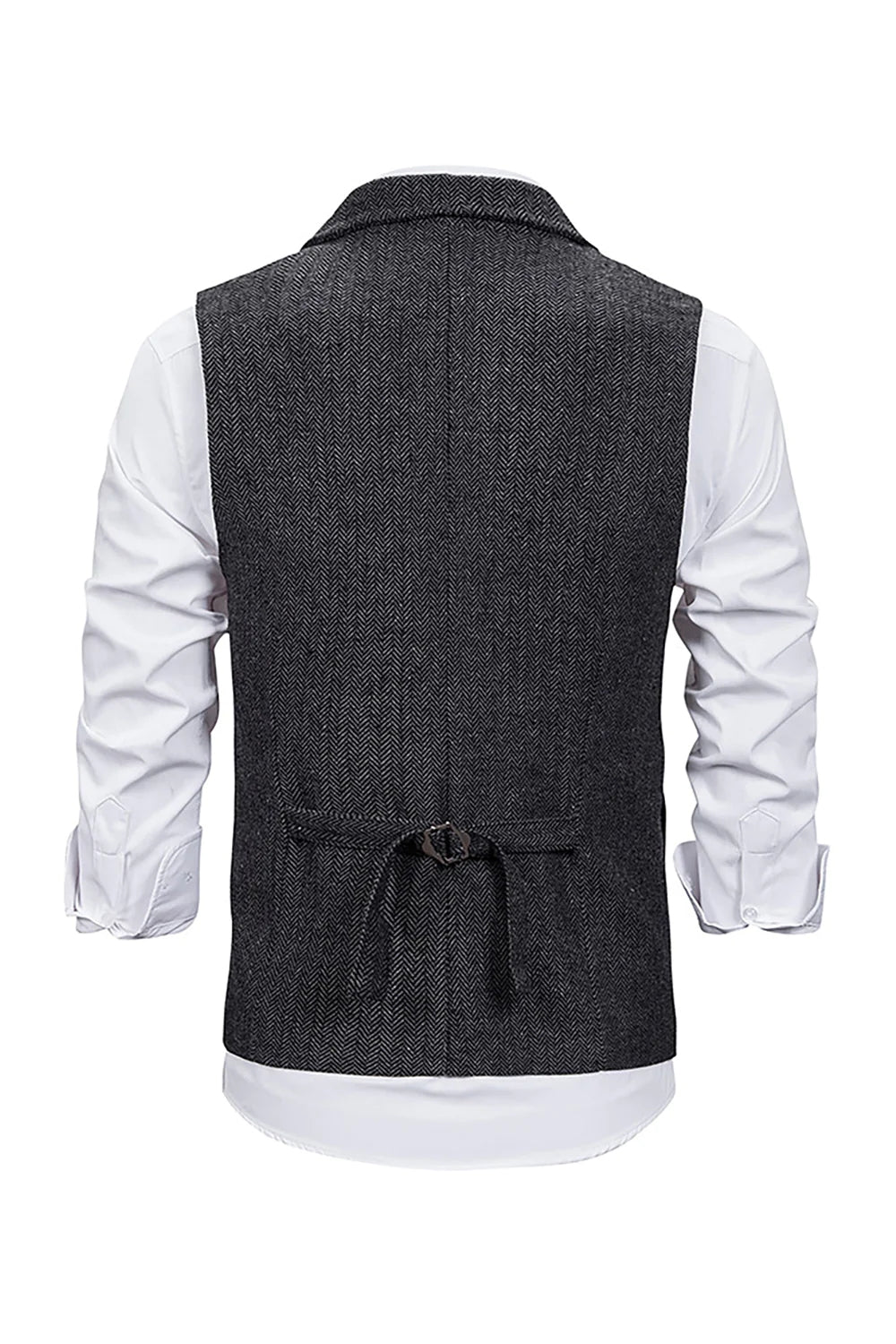 Dark Grey Notched Lapel Men's Vest with 5 Pieces Accessories Set