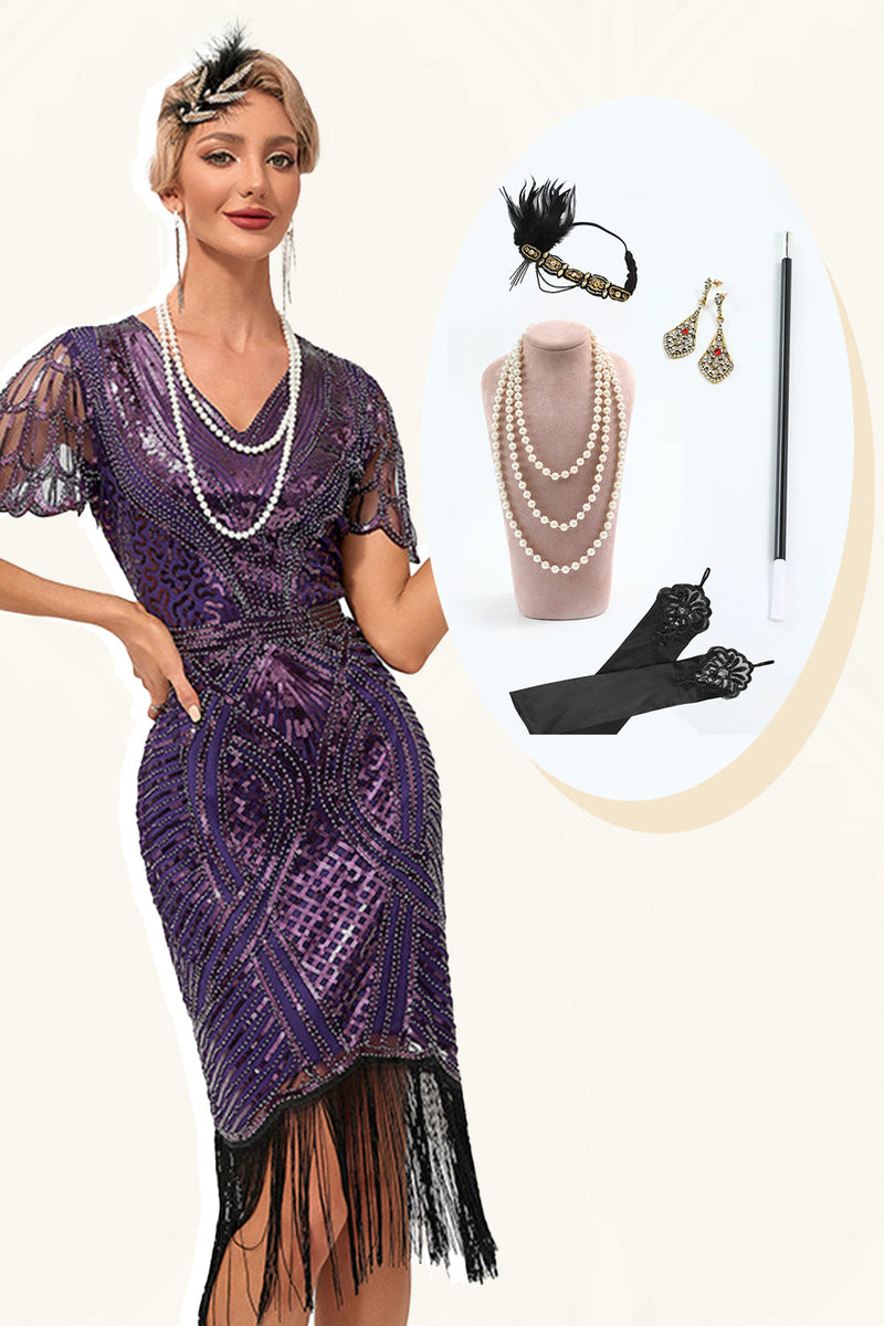 Purple flapper dress hotsell