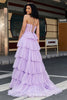 Load image into Gallery viewer, Purple Princess A Line Tiered Corset Prom Dress with Accessory